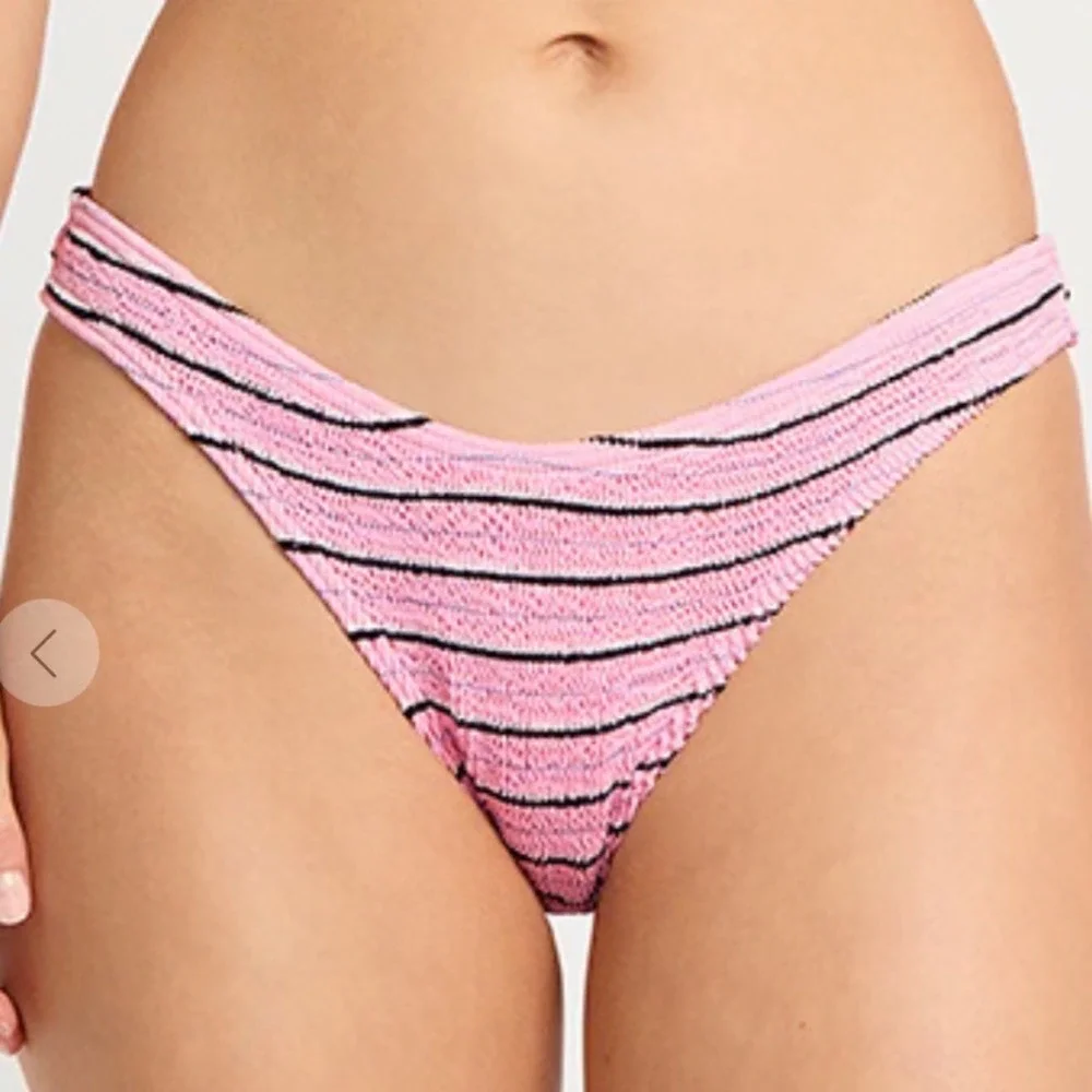 Bond-eye Sign Brief Bikini Bottom Pastel Pink Be Stripe Crinkle OS NEW